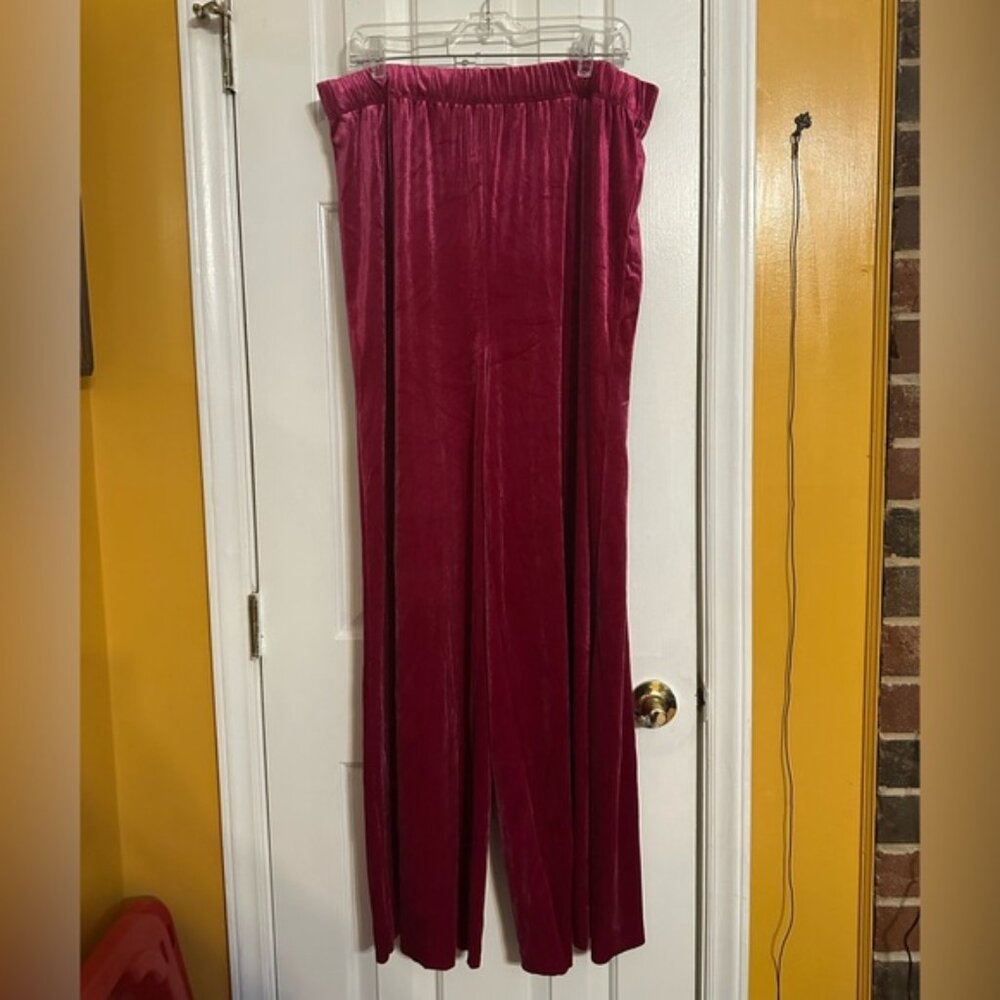 Elegant Velvet Women's Pants - Red